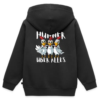 Hühner über alles - lustiges Bauern - Kinder Premium Organic Zip Hoodie - Schwarz - Hinten - AI Model Kid Male (0cm)