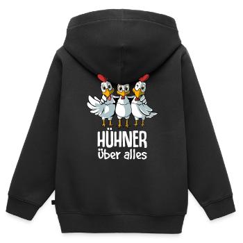 Hühner über alles - Hühnerstall - Kinder Premium Organic Zip Hoodie - Schwarz - Hinten - AI Model Kid Male (0cm)