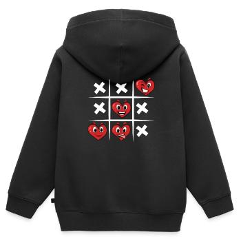 Tic-Tac-Toe - Liebe gewinnt immer - Herzen - Kinder Premium Organic Zip Hoodie - Schwarz - Hinten - AI Model Kid Male (0cm)