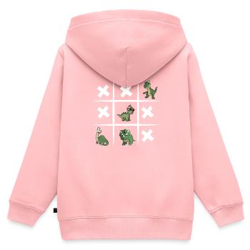 Tic-Tac-Toe - Dino - T-Rex - Dinosaures - Sweat Premium à capuche zippé enfant bio - rose - Dos - AI Model Kid Female (0cm)