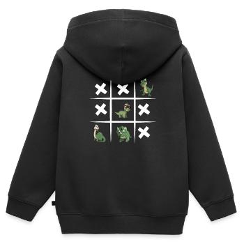 Tic-Tac-Toe - Dino - T-Rex - Dinosaurier - Kinder Premium Organic Zip Hoodie - Schwarz - Hinten - AI Model Kid Male (0cm)