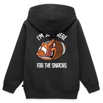 American Football Rugby Sport ici pour les collations - Sweat Premium à capuche zippé enfant bio - noir - Dos - AI Model Kid Male (0cm)