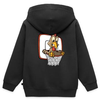 Chicken Dunking Basketball - Kids Premium Organic Zip-up Hoodie - black - Back - AI Model Kid Male (0cm)