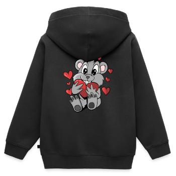 Cute animal with hearts - Kids Premium Organic Zip-up Hoodie - black - Back - AI Model Kid Male (0cm)