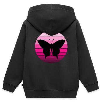 Shirt mit Retro Vintage Schmetterling Sommer - Kinder Premium Organic Zip Hoodie - Schwarz - Hinten - AI Model Kid Male (0cm)