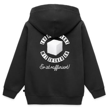 Leg Dich nicht mit Zucker an er ist raffiniert - Kinder Premium Organic Zip Hoodie - Schwarz - Hinten - AI Model Kid Male (0cm)