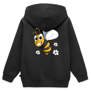 Abeille mignonne avec des fleurs - Sweat Premium à capuche zippé enfant bio - noir - Dos - AI Model Kid Male (0cm)