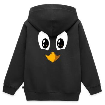 Visage Pingouin Animal Sujet Portrait - Sweat Premium à capuche zippé enfant bio - noir - Dos - AI Model Kid Male (0cm)