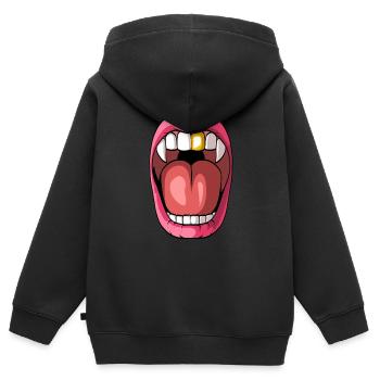 Drôle de dents de vampire Dracula - Sweat Premium à capuche zippé enfant bio - noir - Dos - AI Model Kid Male (0cm)