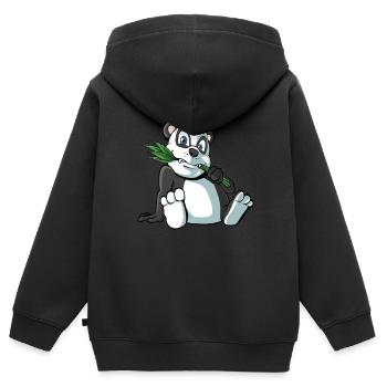 Cute panda bear with bamboo - Kids Premium Organic Zip-up Hoodie - black - Back - AI Model Kid Male (0cm)