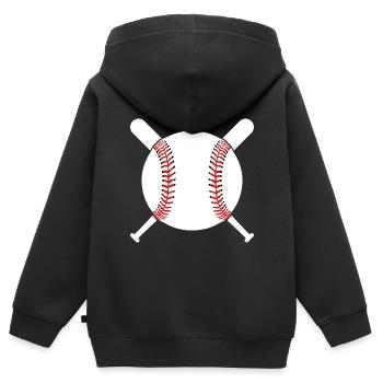 BASEBALL BASEBALLSPIELER - Kinder Premium Organic Zip Hoodie - Schwarz - Hinten - AI Model Kid Male (0cm)