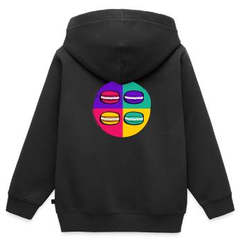 Cool French Macarons - Kids Premium Organic Zip-up Hoodie - black - Back - AI Model Kid Male (0cm)