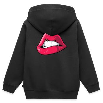 Zornig 80er Party 90er Party Kussmund - Kinder Premium Organic Zip Hoodie - Schwarz - Hinten - AI Model Kid Male (0cm)
