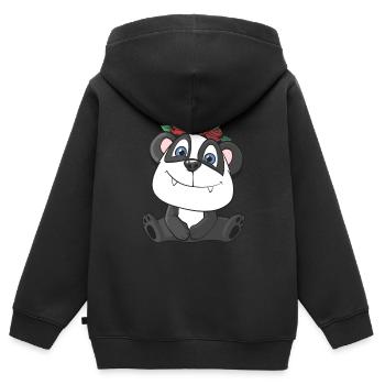 Niedlicher Panda mit Rosen - Kinder Premium Organic Zip Hoodie - Schwarz - Hinten - AI Model Kid Male (0cm)