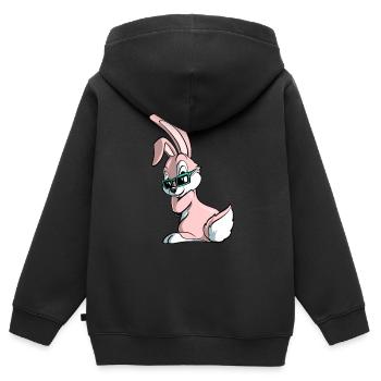 Niedlicher Cartoon Hase - Kinder Premium Organic Zip Hoodie - Schwarz - Hinten - AI Model Kid Male (0cm)