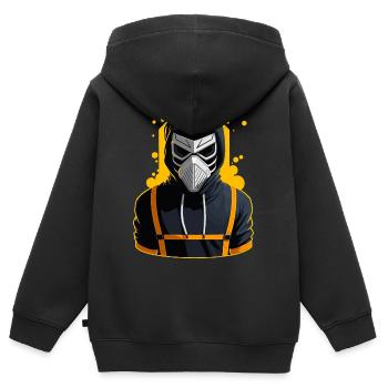 Cyborg Mit Hoodie - Kinder Premium Organic Zip Hoodie - Schwarz - Hinten - AI Model Kid Male (0cm)