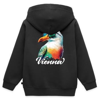 Vienne Autriche Vacances Mouette avec lunettes de soleil - Sweat Premium à capuche zippé enfant bio - noir - Dos - AI Model Kid Male (0cm)
