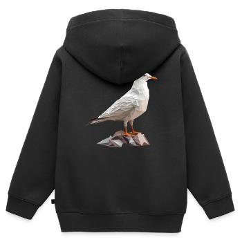 Polygon Möwe auf Felsen - Kinder Premium Organic Zip Hoodie - Schwarz - Hinten - AI Model Kid Male (0cm)
