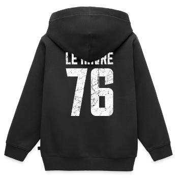 Le Havre 76 Frankreich Kennzeichen - Kinder Premium Organic Zip Hoodie - Schwarz - Hinten - AI Model Kid Male (0cm)
