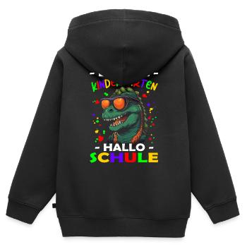 Bye Kindergarten | Schulanfang | Einschulung - Kinder Premium Organic Zip Hoodie - Schwarz - Hinten - AI Model Kid Male (0cm)