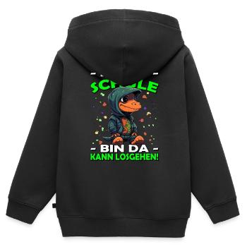 Hallo Schule | Schulanfang | Einschulung - Kinder Premium Organic Zip Hoodie - Schwarz - Hinten - AI Model Kid Male (0cm)