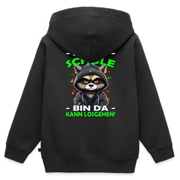 Hallo Schule | Schulanfang | Einschulung - Kinder Premium Organic Zip Hoodie - Schwarz - Hinten - AI Model Kid Male (0cm)