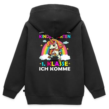 Bye Kindergarten | Schulanfang | Einschulung - Kinder Premium Organic Zip Hoodie - Schwarz - Hinten - AI Model Kid Male (0cm)