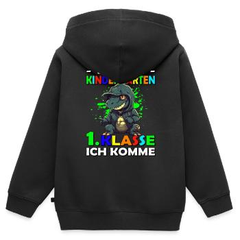 Bye Kindergarten | Schulanfang | Einschulung - Kinder Premium Organic Zip Hoodie - Schwarz - Hinten - AI Model Kid Male (0cm)