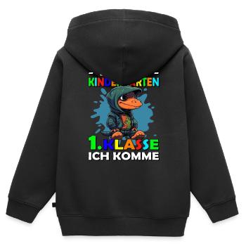 Bye Kindergarten | Schulanfang | Einschulung - Kinder Premium Organic Zip Hoodie - Schwarz - Hinten - AI Model Kid Male (0cm)