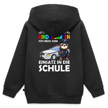 Bye Bye Kindergarten | Hallo Schule | Schulanfang - Kinder Premium Organic Zip Hoodie - Schwarz - Hinten - AI Model Kid Male (0cm)