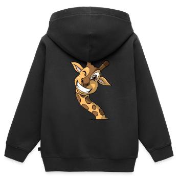 Tier Zoo Giraffe niedliches Geschenk Giraffenkopf - Kinder Premium Organic Zip Hoodie - Schwarz - Hinten - AI Model Kid Male (0cm)