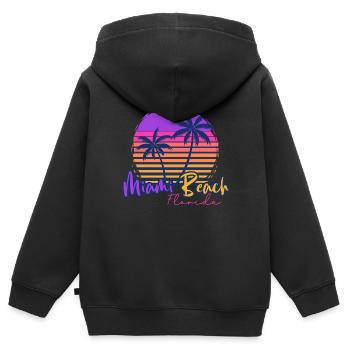 Miami Beach, Floride - Sweat Premium à capuche zippé enfant bio - noir - Dos - AI Model Kid Male (0cm)