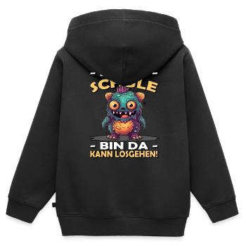 Hallo Schule | Bye Kindergarten | Einschulung - Kinder Premium Organic Zip Hoodie - Schwarz - Hinten - AI Model Kid Male (0cm)