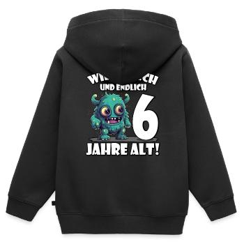 Endlich 6 Jahre alt | 6. Geburtstag - Kinder Premium Organic Zip Hoodie - Schwarz - Hinten - AI Model Kid Male (0cm)