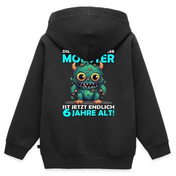 Endlich 6 Jahre alt | 6. Geburtstag - Kinder Premium Organic Zip Hoodie - Schwarz - Hinten - AI Model Kid Male (0cm)