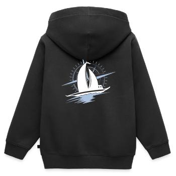 Kompass Windrose Navigation Segeln - Kinder Premium Organic Zip Hoodie - Schwarz - Hinten - AI Model Kid Male (0cm)