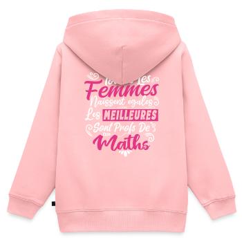 Prof Professeur Maths Métier Humour Cadeau - Sweat Premium à capuche zippé enfant bio - rose - Dos - AI Model Kid Female (0cm)