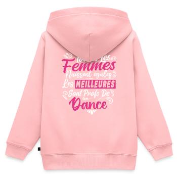 Prof Professeur Danse Métier Humour Cadeau - Sweat Premium à capuche zippé enfant bio - rose - Dos - AI Model Kid Female (0cm)
