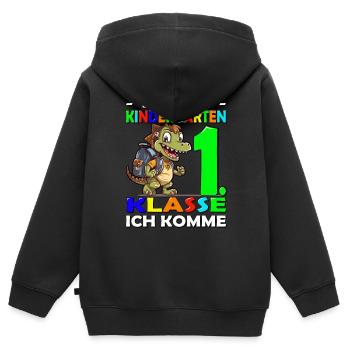 Bye Kindergarten | Schulanfang | Einschulung - Kinder Premium Organic Zip Hoodie - Schwarz - Hinten - AI Model Kid Male (0cm)