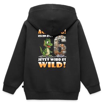 Endlich 6 Jahre alt | 6. Geburtstag - Kinder Premium Organic Zip Hoodie - Schwarz - Hinten - AI Model Kid Male (0cm)