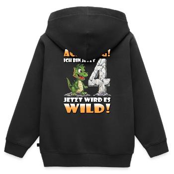 Endlich 4 Jahre alt | 4. Geburtstag - Kinder Premium Organic Zip Hoodie - Schwarz - Hinten - AI Model Kid Male (0cm)