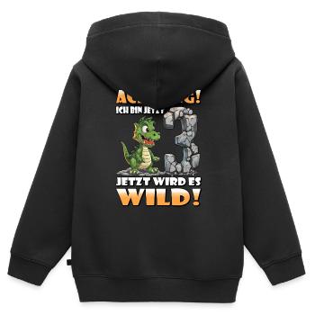 Endlich 3 Jahre alt | 3. Geburtstag - Kinder Premium Organic Zip Hoodie - Schwarz - Hinten - AI Model Kid Male (0cm)