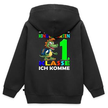 Bye Kindergarten | Schulanfang | Einschulung - Kinder Premium Organic Zip Hoodie - Schwarz - Hinten - AI Model Kid Male (0cm)