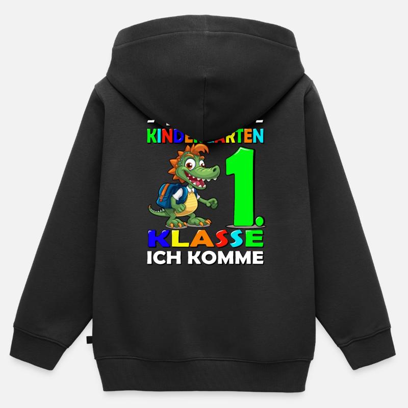Bye Kindergarten | Schulanfang | Einschulung - Kinder Premium Organic Zip Hoodie - Schwarz
