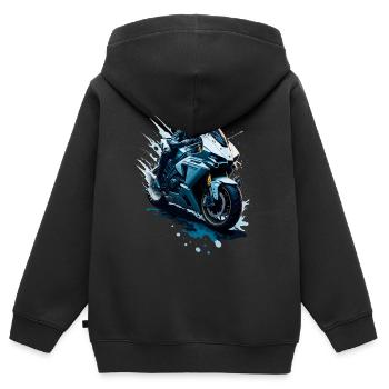 Sportmotorrad-Illustration - Kinder Premium Organic Zip Hoodie - Schwarz - Hinten - AI Model Kid Male (0cm)