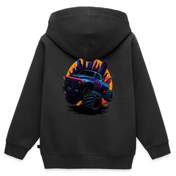 Monstertruck - Kinder Premium Organic Zip Hoodie - Schwarz - Hinten - AI Model Kid Male (0cm)