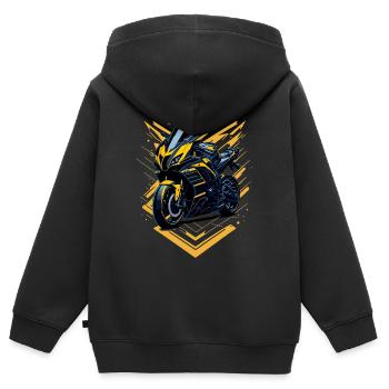 Sportmotorrad-Illustration - Kinder Premium Organic Zip Hoodie - Schwarz - Hinten - AI Model Kid Male (0cm)