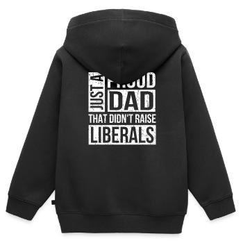 Juste un père fier qui n’a pas élevé les libéraux - Sweat Premium à capuche zippé enfant bio - noir - Dos - AI Model Kid Male (0cm)