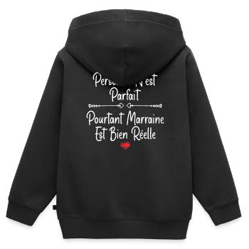 Marraine - Sweat Premium à capuche zippé enfant bio - noir - Dos - AI Model Kid Male (0cm)