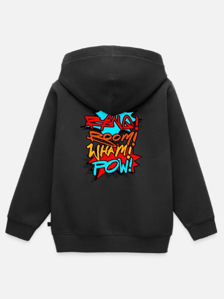 Comic Cartoon Sprechblasen - Premium børne zip-hættetrøje økologisk - sort
